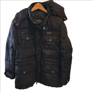 Snow flying vintage down black jacket sz L